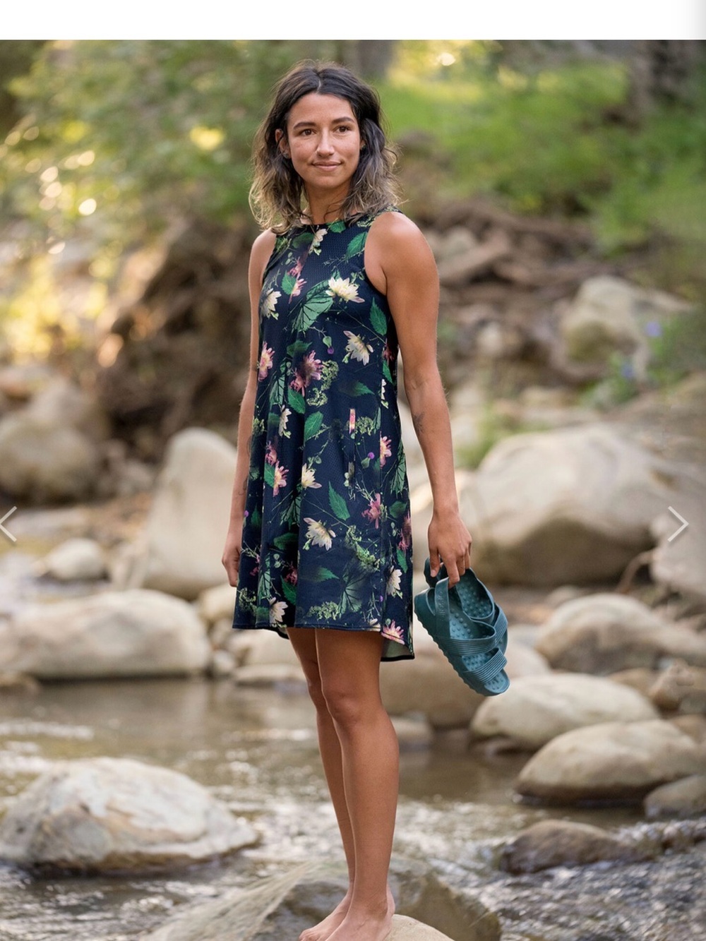 oiselle Black Floral Shortlist Dress